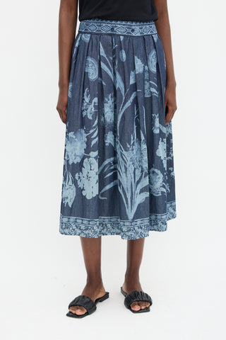 Christian Dior Blue Floral 
Paisley Skirt