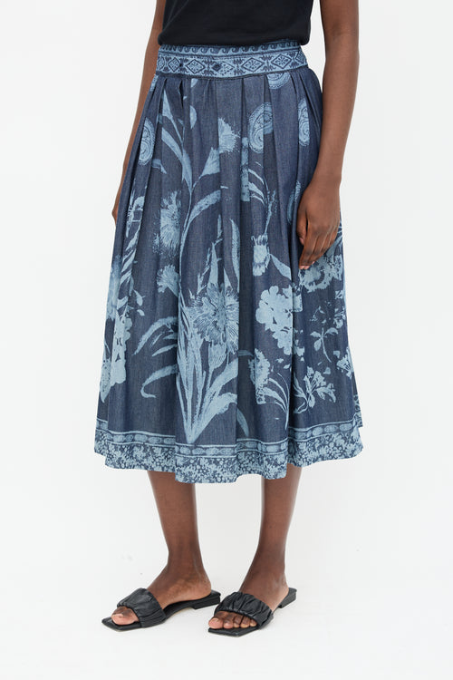  Blue Floral Paisley Skirt