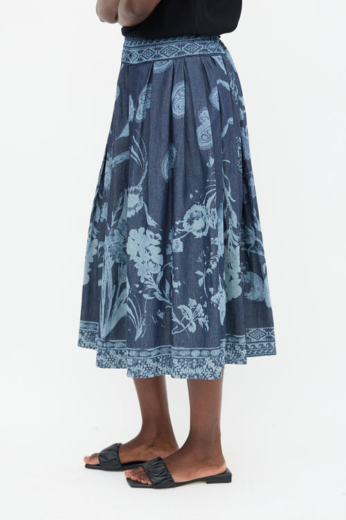  Blue Floral Paisley Skirt