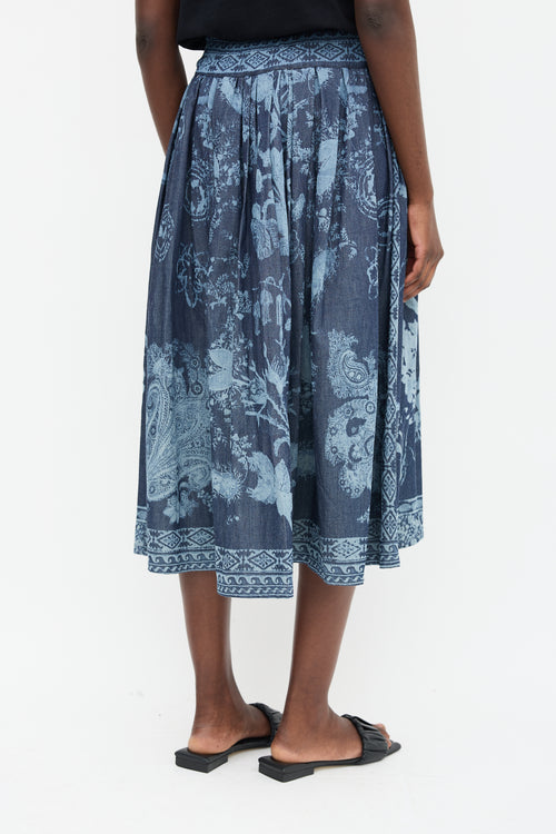  Blue Floral Paisley Skirt