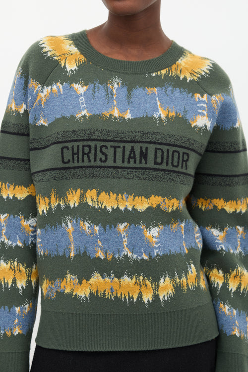 Christian Dior Green 
Multi Wool Logo Sweater