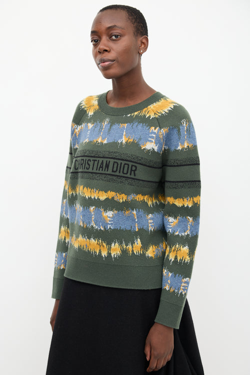 Christian Dior Green 
Multi Wool Logo Sweater