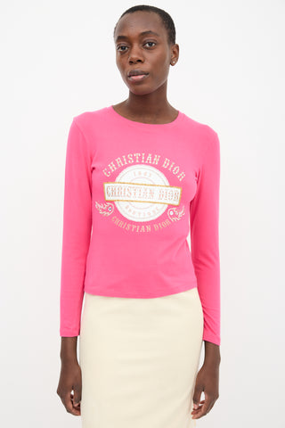 Christian Dior Pink Embellished Logo Top