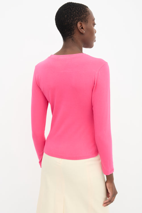 Christian Dior Pink Embellished Logo Top