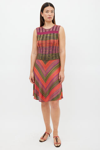 Christian Lacroix Purple 
Multicolour Knit Midi Dress