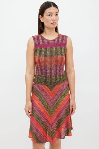 Christian Lacroix Purple 
Multicolour Knit Midi Dress