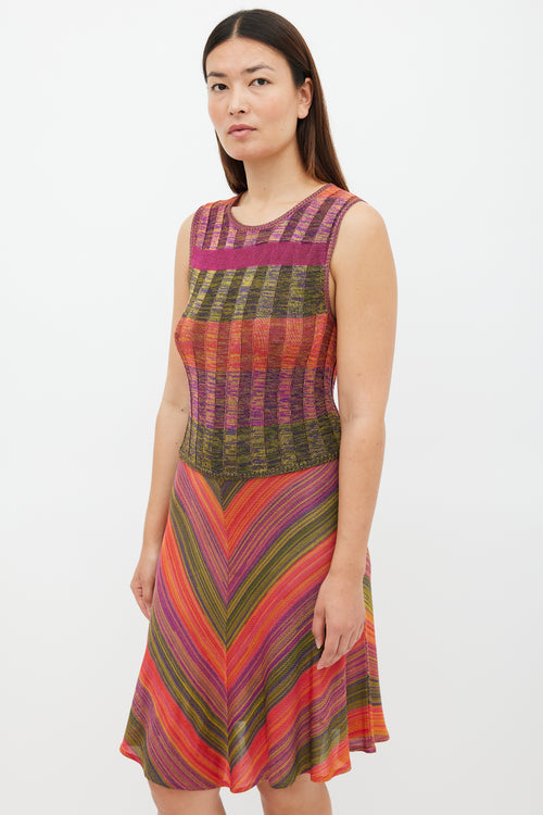 Christian Lacroix Purple 
Multicolour Knit Midi Dress