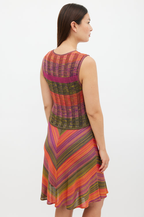 Christian Lacroix Purple 
Multicolour Knit Midi Dress