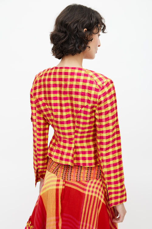 Christian Lacroix Yellow 
Multicolour Ruffled Plaid Co-Ord Set