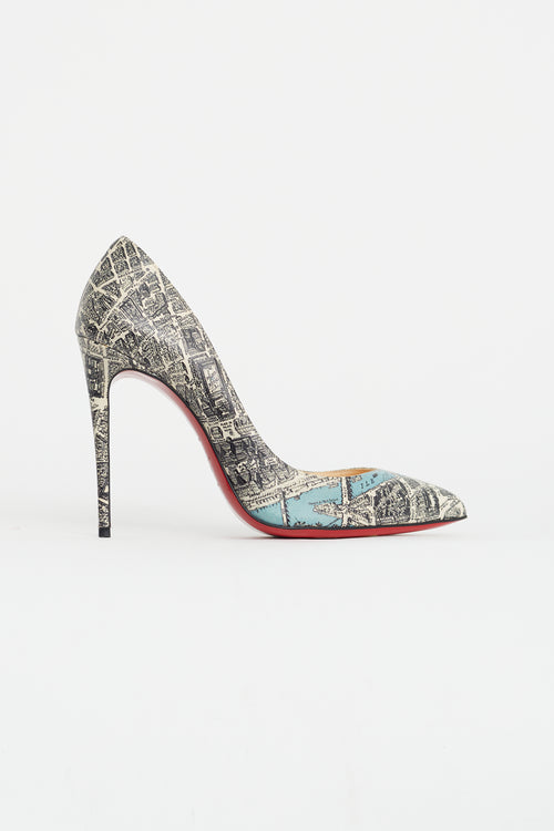 Christian Louboutin Beige 
Black Paris Map Print Pump