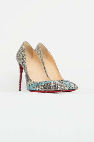 Christian Louboutin Beige 
Black Paris Map Print Pump