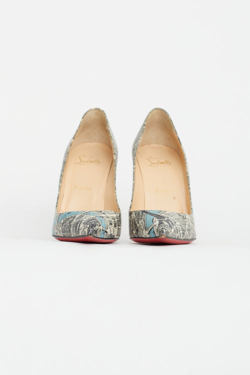 Christian Louboutin Beige 
Black Paris Map Print Pump