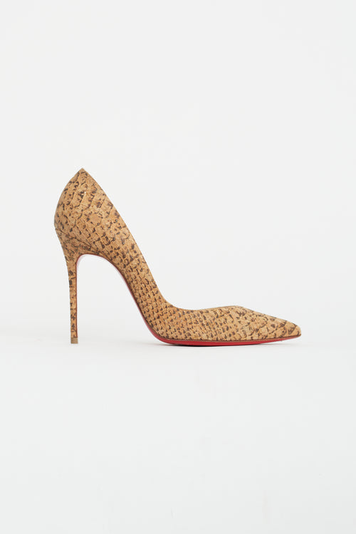 Christian Louboutin Beige 
Brown Textured D
Orsay Pump