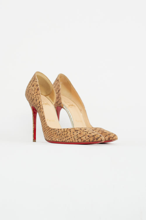 Christian Louboutin Beige 
Brown Textured D
Orsay Pump