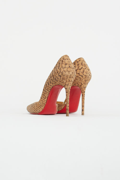 Christian Louboutin Beige 
Brown Textured D
Orsay Pump