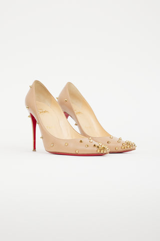 Christian Louboutin Beige 
Gold Degraspike Leather Heel