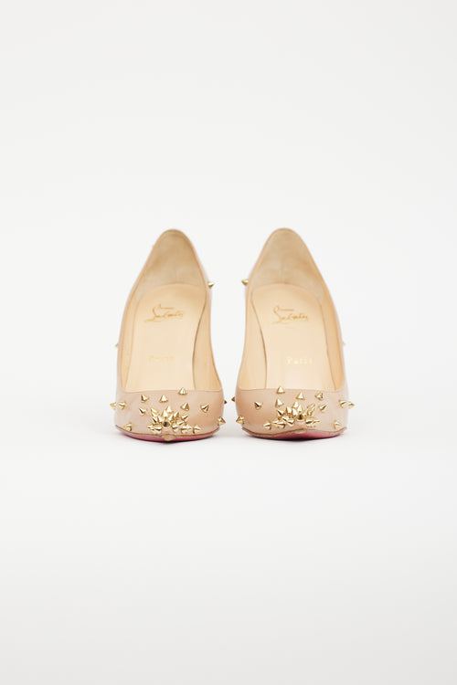 Christian Louboutin Beige 
Gold Degraspike Leather Heel