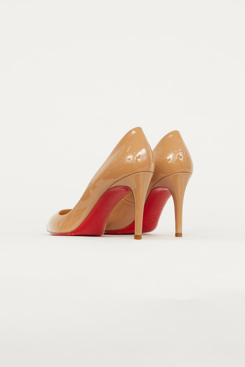 Christian Louboutin Beige Patent Leather Pointed Toe Pump