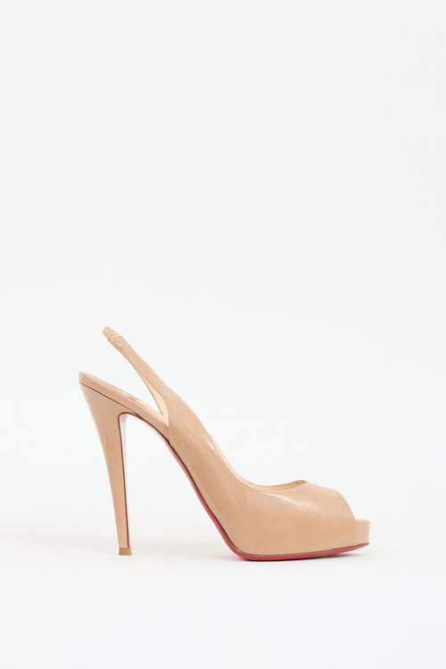 Christian Louboutin Beige Patent Private Number 120 Slingback Pump