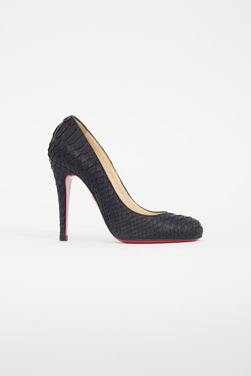 Christian Louboutin Black Fifi Textured Leather Heel