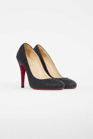 Christian Louboutin Black Fifi Textured Leather Heel