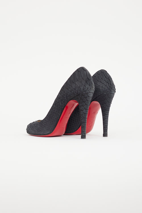 Christian Louboutin Black Fifi Textured Leather Heel