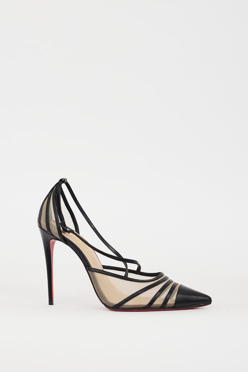 Christian Louboutin Black Leather 
Mesh Theodorella Heel