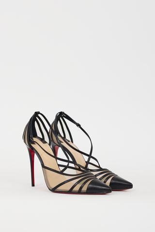 Christian Louboutin Black Leather 
Mesh Theodorella Heel