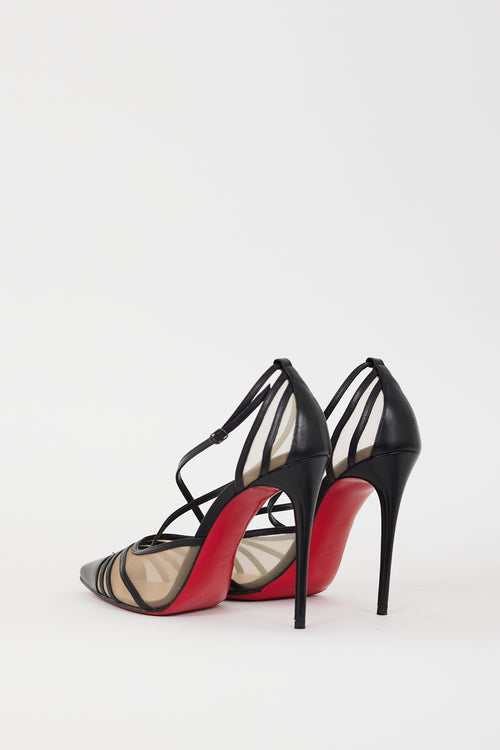 Christian Louboutin Black Leather 
Mesh Theodorella Heel