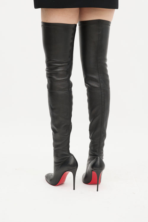 Christian Louboutin Black Leather Kate 100 Boot