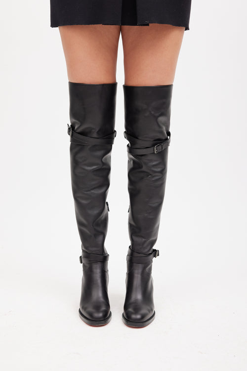 Christian Louboutin Black Karialta 70mm Thigh High Leather Boot