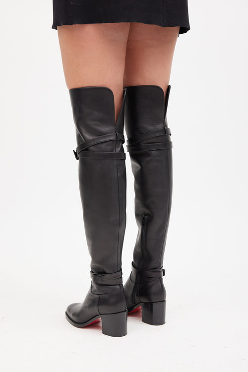 Christian Louboutin Black Karialta 70mm Thigh High Leather Boot