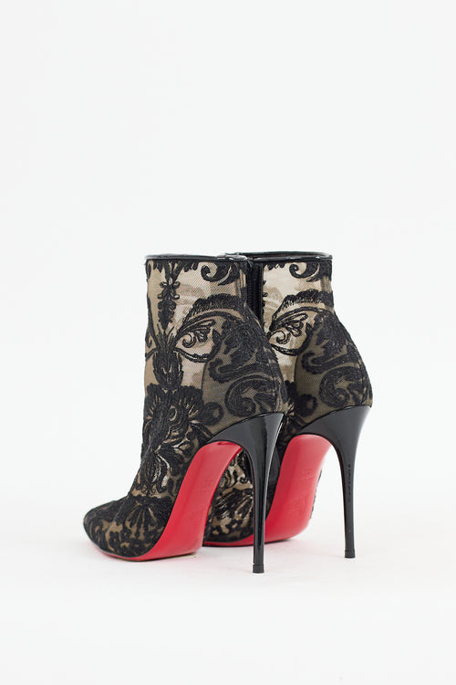 Christian Louboutin Black Mesh Lace Gipsy Boot