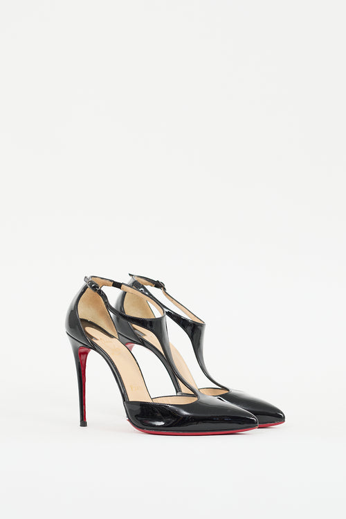 Christian Louboutin Black Patent Leather J String D
orsay Pump