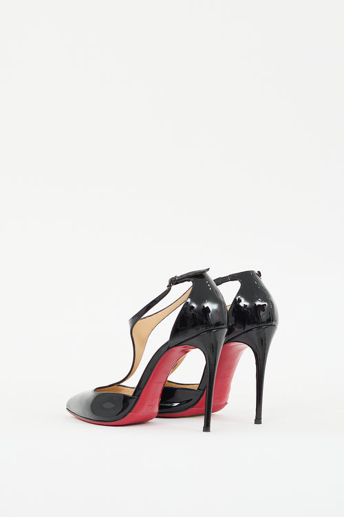 Christian Louboutin Black Patent Leather J String D
orsay Pump