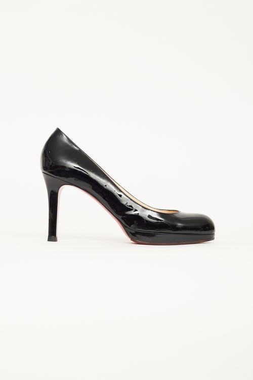 Christian Louboutin Black Patent Leather Round Toe Pump