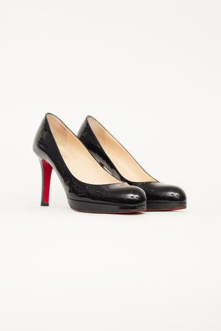 Christian Louboutin Black Patent Leather Round Toe Pump