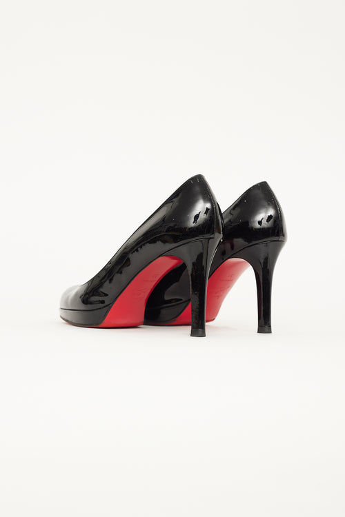 Christian Louboutin Black Patent Leather Round Toe Pump