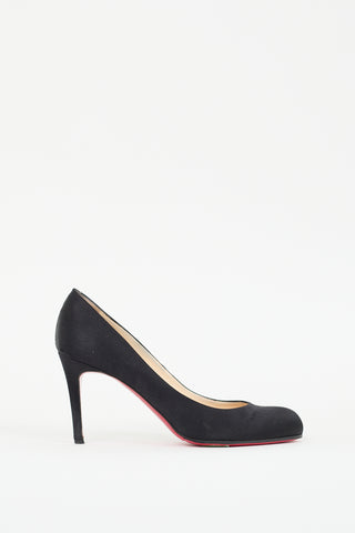 Christian Louboutin Black Satin Simple 85 Pump