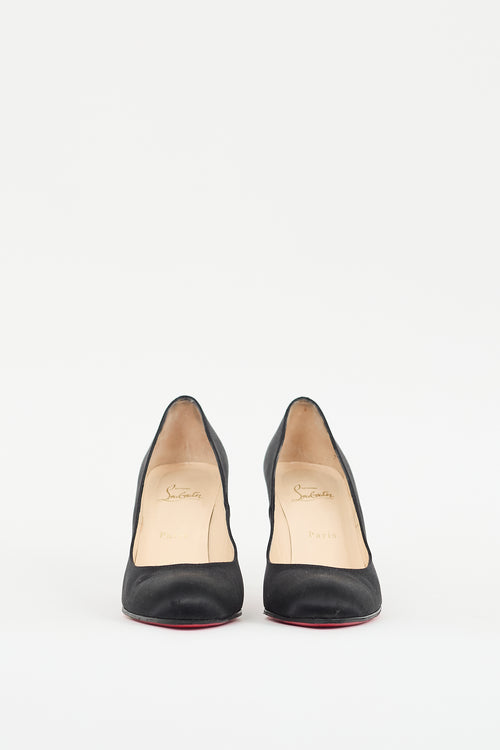 Christian Louboutin Black Satin Simple 85 Pump