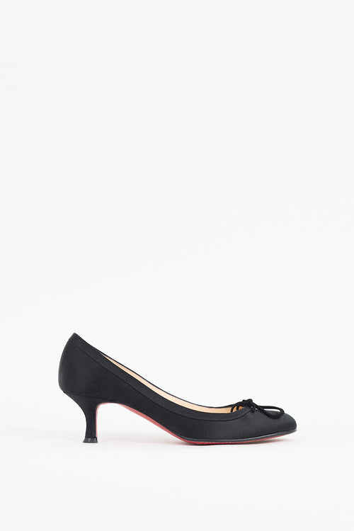 Christian Louboutin Black Satin Neo Mars 45 Bow Pump