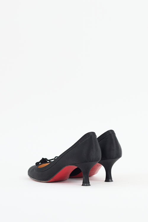 Christian Louboutin Black Satin Neo Mars 45 Bow Pump