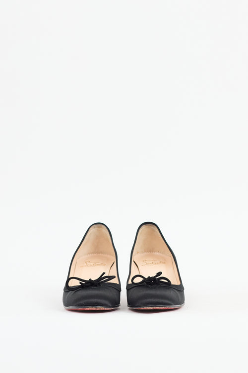 Christian Louboutin Black Satin Neo Mars 45 Bow Pump