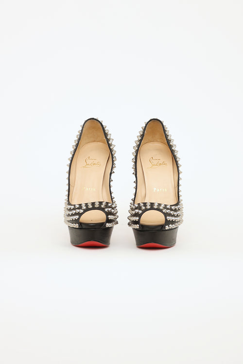 Christian Louboutin Black Stud Lady Peep Toe Pumps