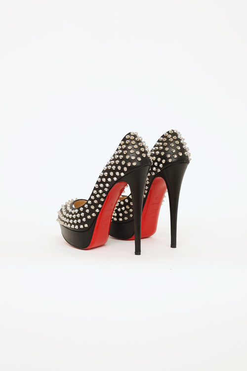 Christian Louboutin Black Stud Lady Peep Toe Pumps