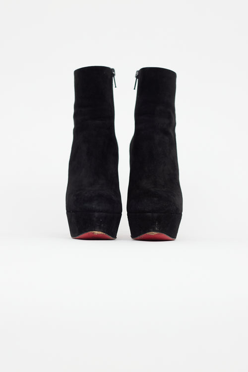 Christian Louboutin Black Suede Bianca Ankle Boot