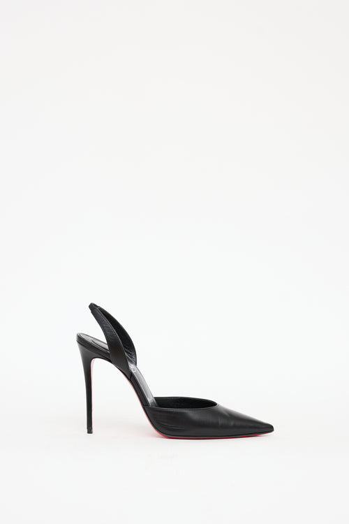 Christian Louboutin Black Leather O Kate Slingback Heel