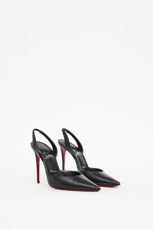 Christian Louboutin Black Leather O Kate Slingback Heel