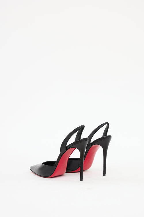 Christian Louboutin Black Leather O Kate Slingback Heel