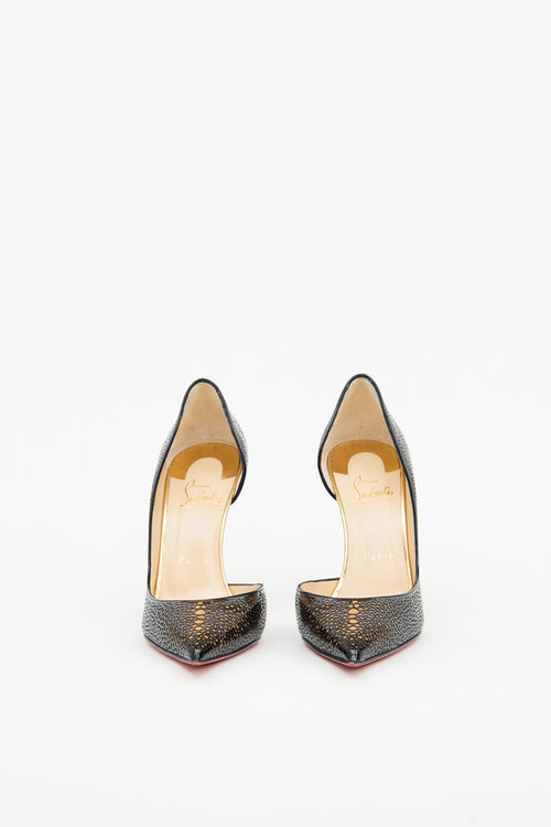 Christian Louboutin Black 
Gold Galupump 100 Pumps